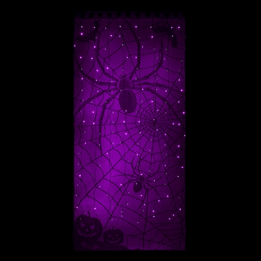 Spiders & Bats Purple LED Lighted Curtain Décor by Ashland®